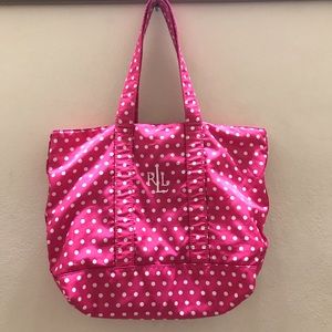 Vintage Ralph Lauren Ricky Tote Bag Pink Polka Dot